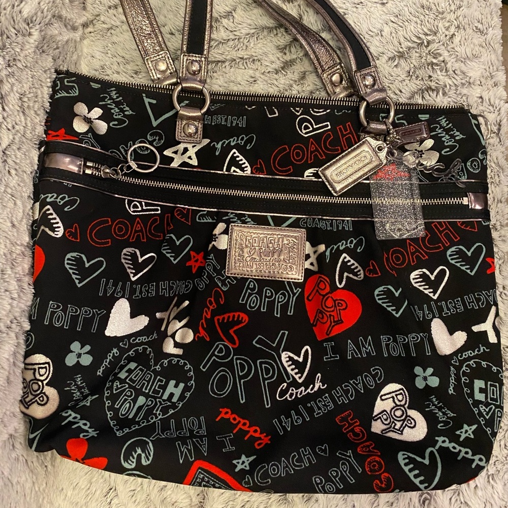 Coach Poppy Signature Handbag Black